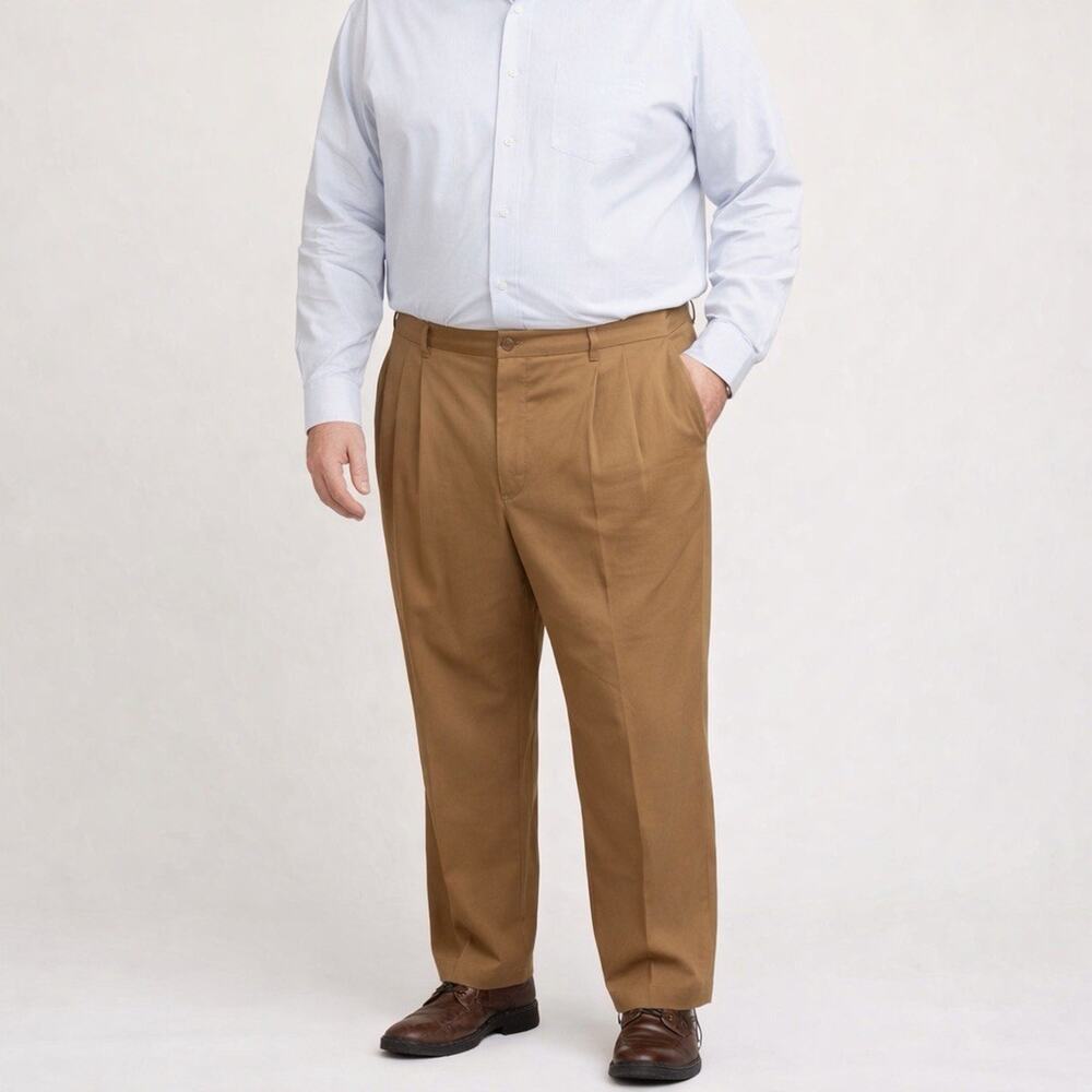 Vinci Couture Men's Khaki Straight Leg Dress Pants Size 40 casual work tan brown